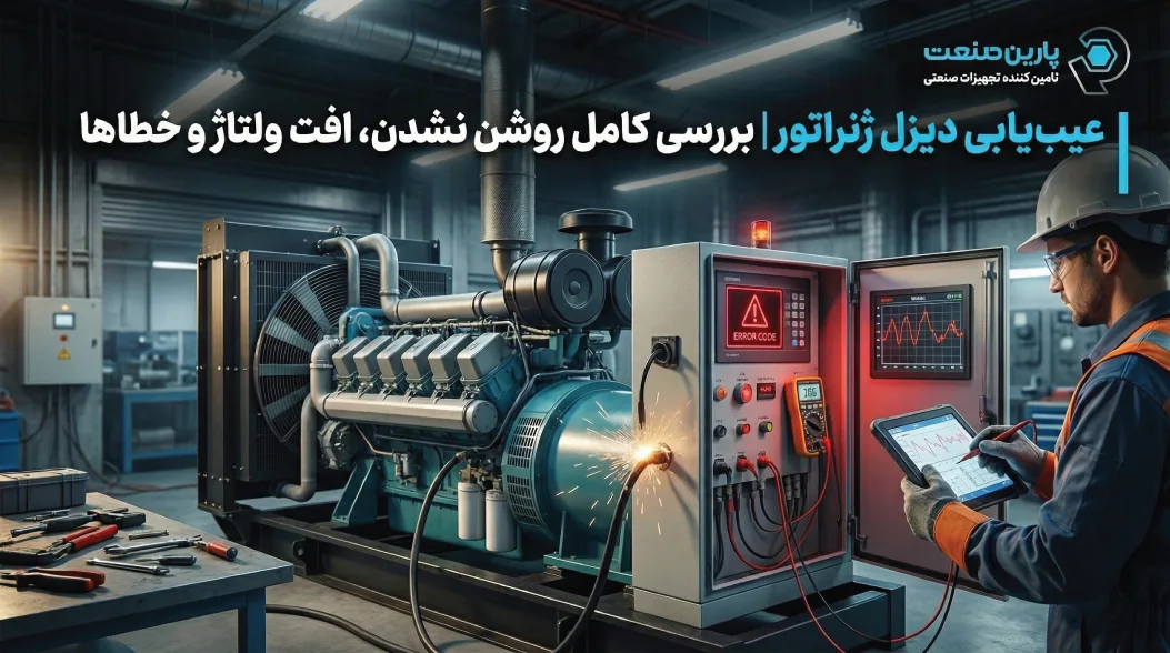 عیب‌یابی دیزل ژنراتور | بررسی کامل روشن نشدن، افت ولتاژ و خطاها