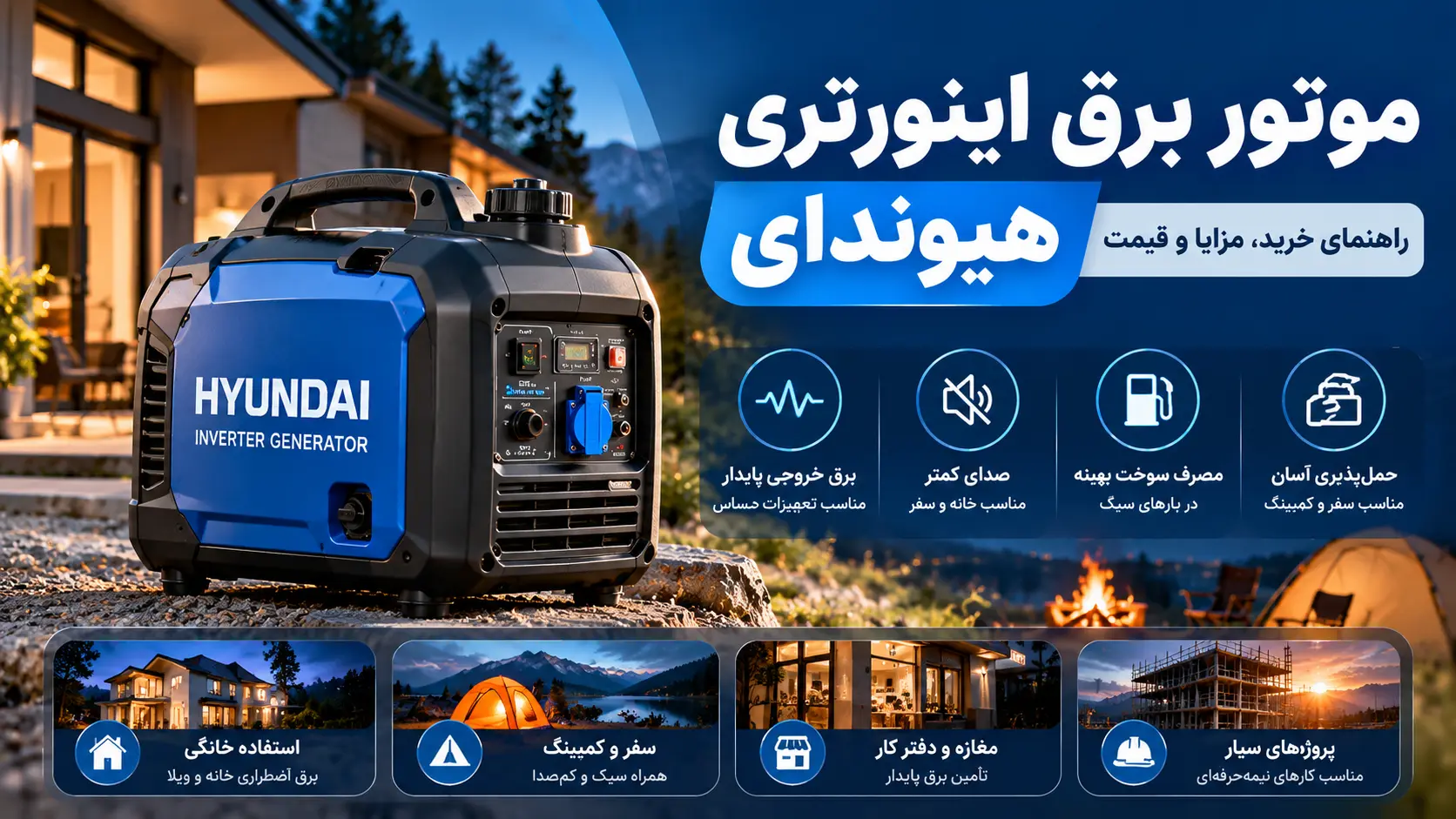 راهنمای جامع خرید موتور برق اینورتری هیوندای: مزایا، معایب و کاربردها