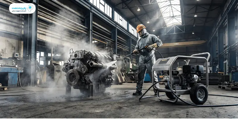 استفاده از کارواش صنعتی سه فاز برای نظافت تجهیزات سنگین کارخانه