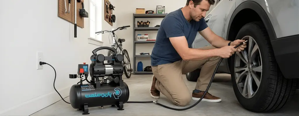 خرید کمپرسور باد خانگی و پمپ باد فندکی برای باد کردن لاستیک ماشین و دوچرخه