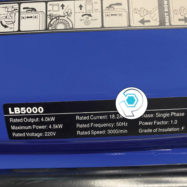 پلاک موتور برق بنزینی زونگشن ۴.۵ کیلووات مدل LB5000 هندلی