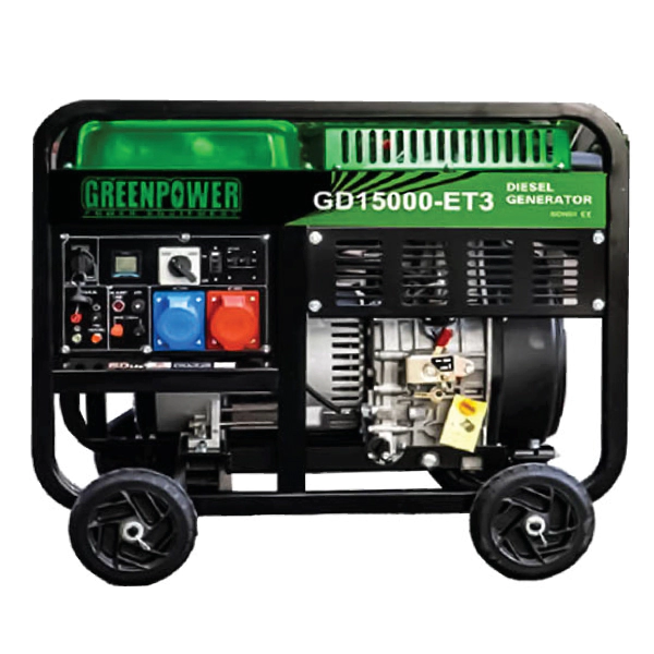 موتور برق دیزلی گرین پاور ۱۱ کیلووات مدل GD15000ET3 استارتی تک فاز سه فاز