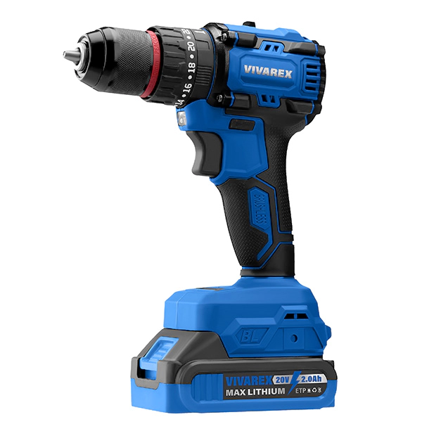 دریل چکشی شارژی ویوارکس 20 ولت مدل VR2010V-IBL دو باتری موتور براشلس