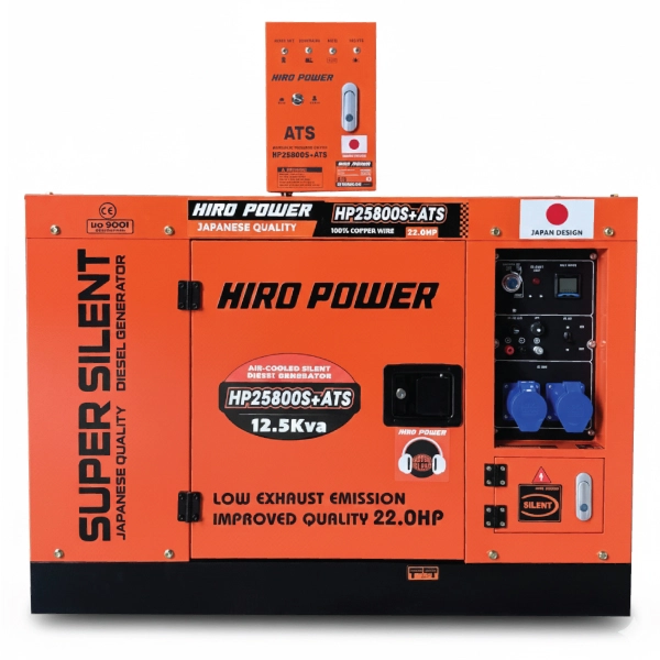 موتور برق دیزلی هیرو پاور 10.5 کیلووات مدل HP25800S+ATS استارتی