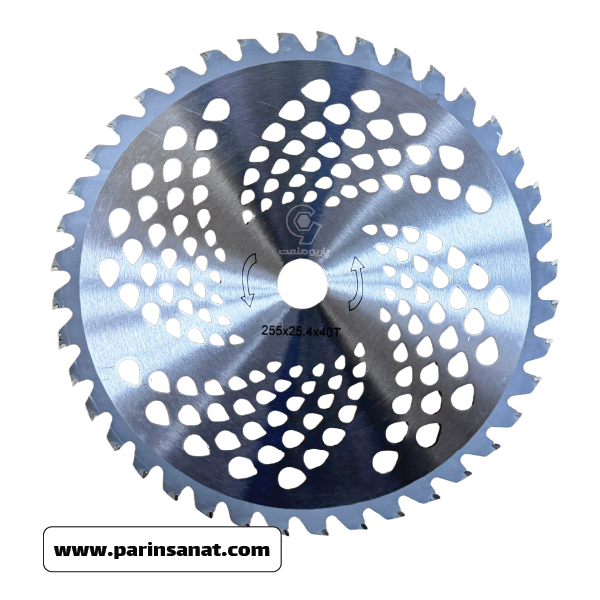 تیغه الماسه علف تراش 40 پر 255 میلی‌متر رنگ استیل مدل 40T بسته بندی پلاستیکی