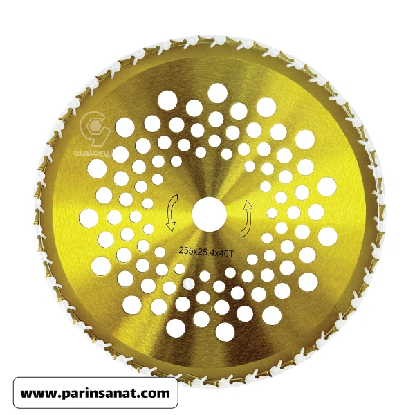 تیغه الماسه علف تراش 40 پر 255 میلی‌متری مدل 40T محافظ‌دار طلایی