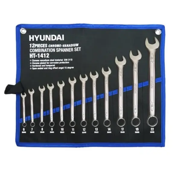 ست آچار یک سر رینگ یک سر تخت هیوندای 12 عددی مدل HT-1412
