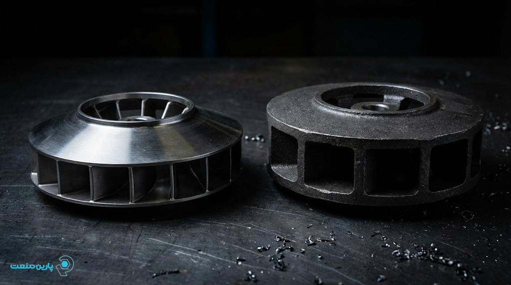 تصویر ۴: مقایسه ماکرو از پروانه بسته کفکش (چپ) و پروانه باز ورتکس لجن&zwnj;کش (راست)