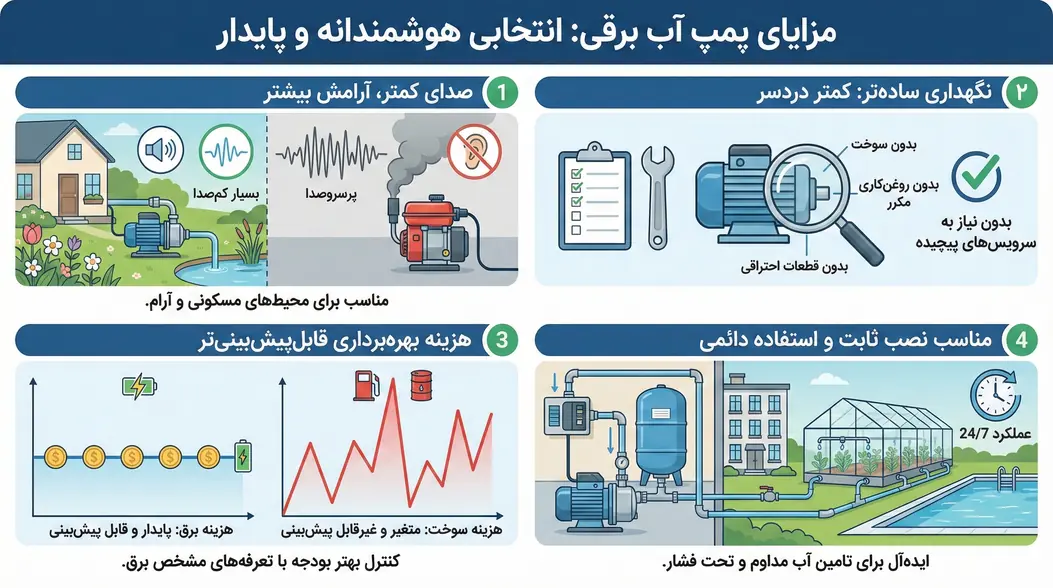 مزایای پمپ آب برقی