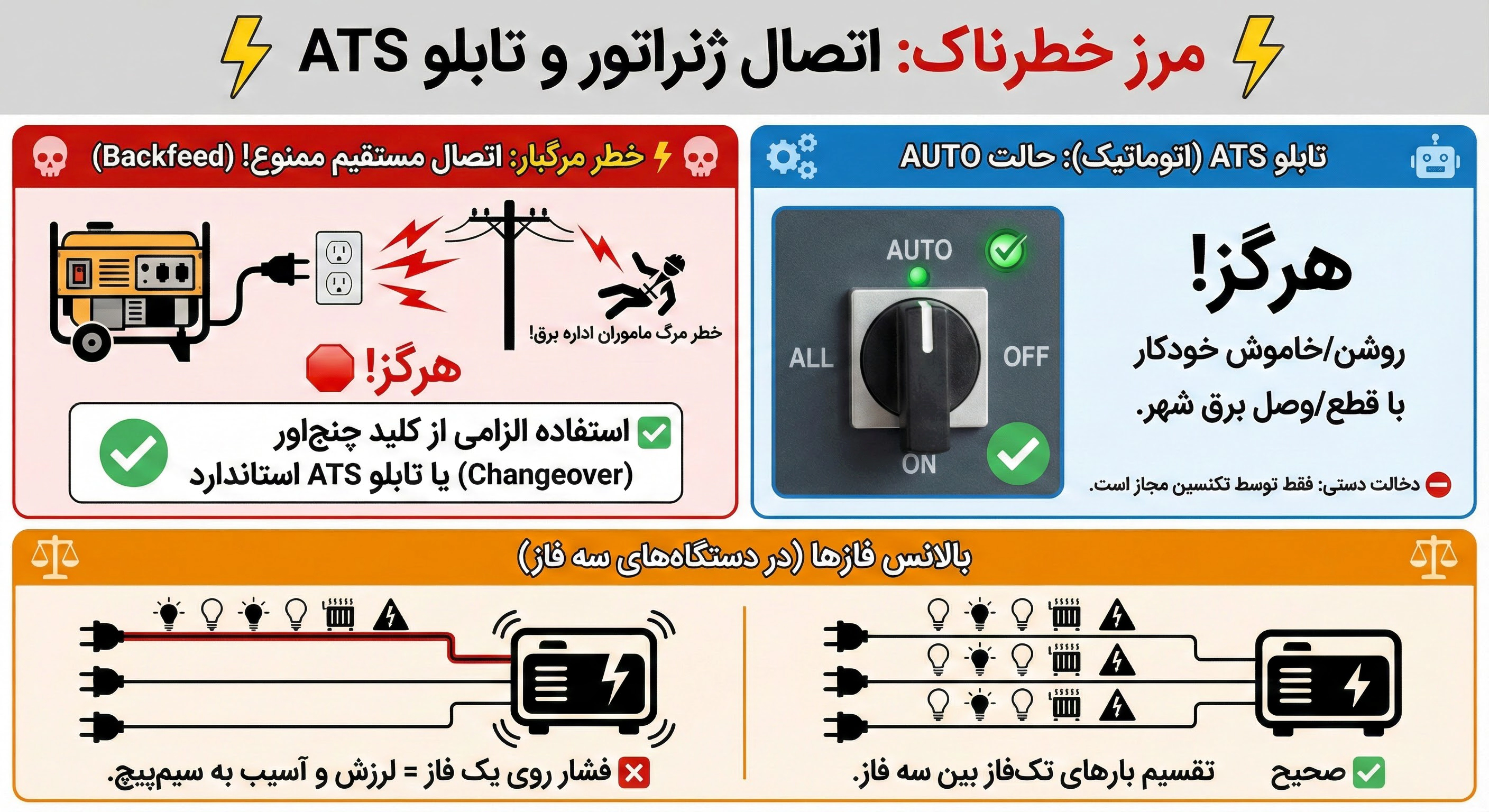 اتصال برق و تابلو ATS (مرز خطرناک)
