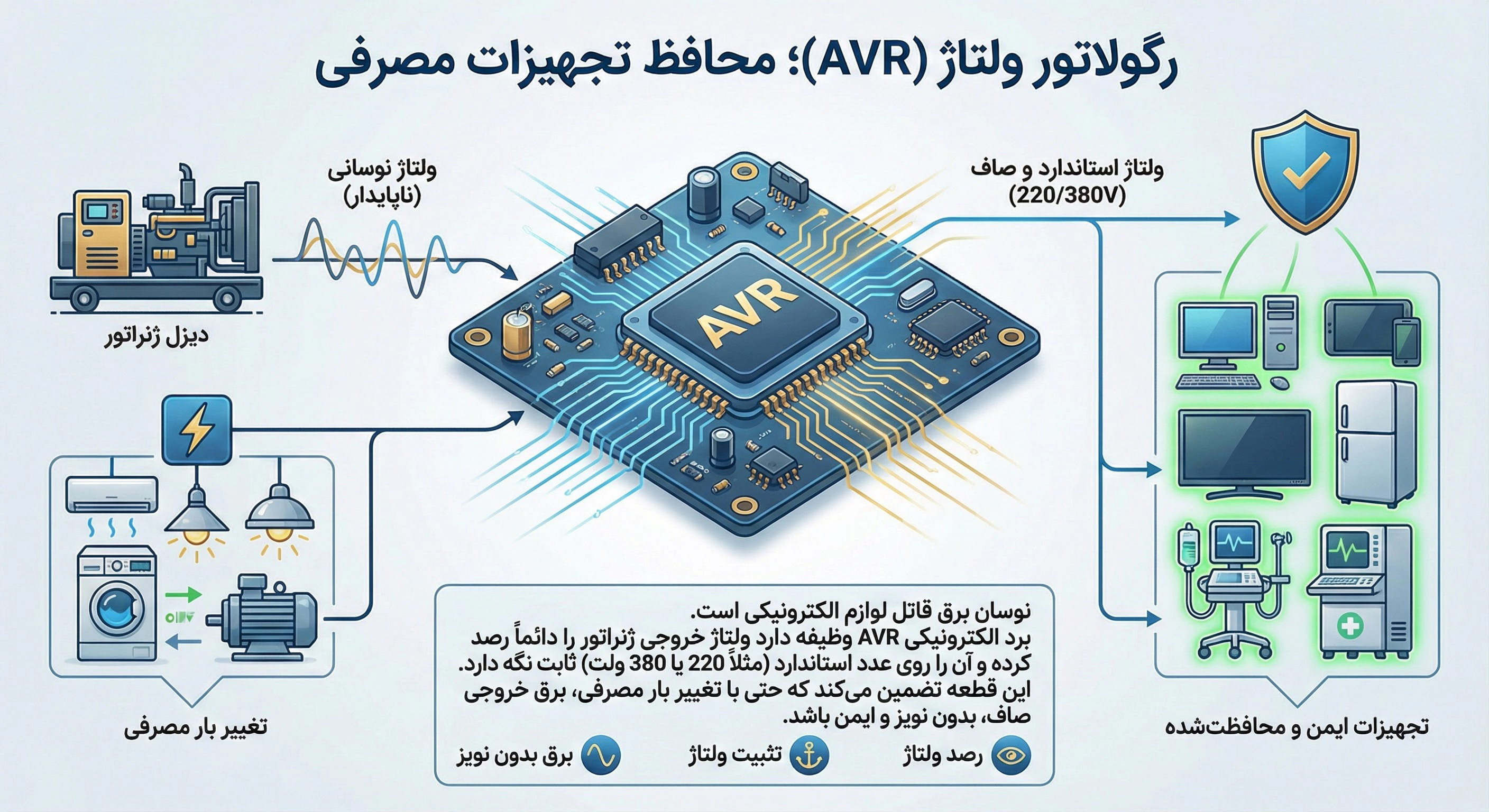 رگولاتور ولتاژ (AVR)؛ محافظ تجهیزات مصرفی
